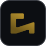 A gold, abstract geometric shape resembling a stylized letter G—evoking the elegance of golf—on a black rounded square background. Perfect for golf memberships or golf lessons branding.